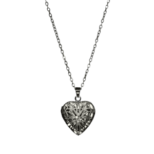 Relicario plateado corazón resaque cristal 2cm