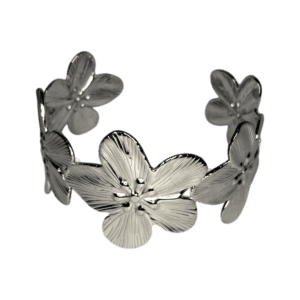 Brazalete flores plateadas